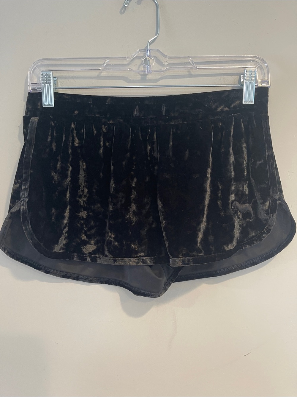 VS Pink Black Velvet Athletic Lounge Shorts - size Small